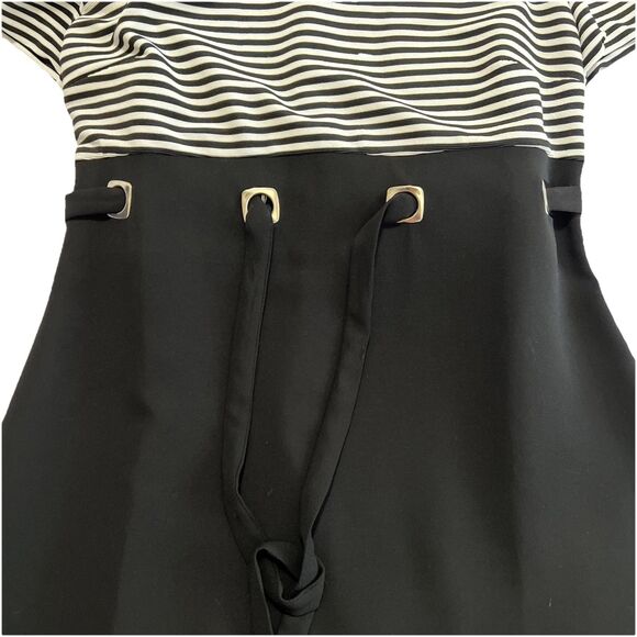 David Warren Women's Vintage Dress Black and White Striped Size 12 Short Sleeve - Picture 3 of 7
